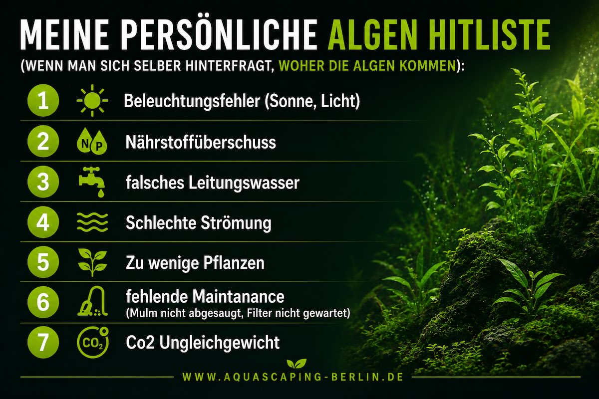 Aquarium Algen Hitliste – die häufigsten Ursachen für Algen im Aquascaping